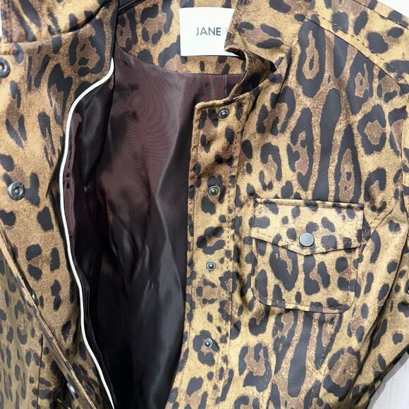 Jane Post $595 Women's Leopard Print Lightweight Nylon Safari Jacket small NWT - Picture 9 of 9